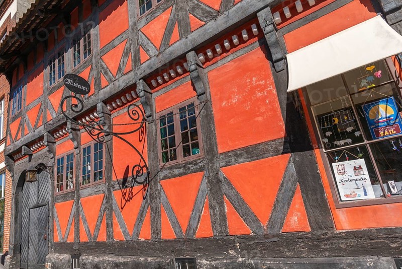 Kerteminde, Museum Farvergarden, colour garden or dye garden, cultural history, half-timbered house, Great Belt, Fyn, Fyn Island, Baltic Sea, Denmark, Europe