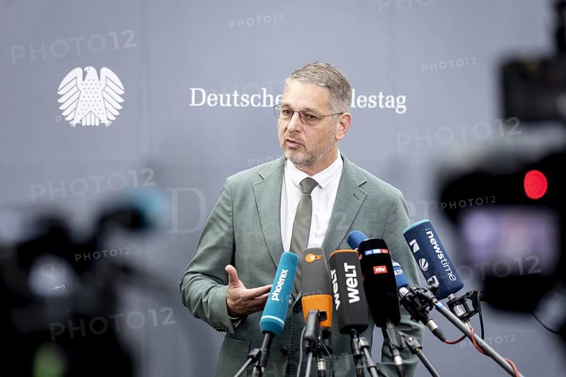 Alexander Müller, Member of the German Bundestag (FDP), recorded as part of a press statement at the meeting of the Defence Committee on the subject of compulsory military service in Berlin, 12/06/2024