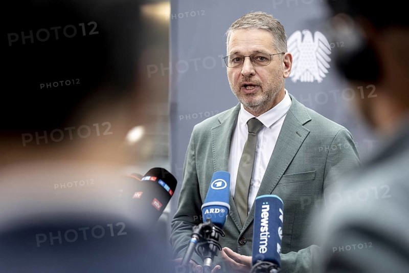 Alexander Müller, Member of the German Bundestag (FDP), recorded as part of a press statement at the meeting of the Defence Committee on the subject of compulsory military service in Berlin, 12/06/2024
