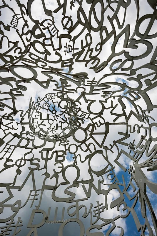 Würth Museum 2, sculpture We by Jaume Plensa, typography, letters, signs, Gaisbach, Künzelsau, Baden-Württemberg, Germany, Europe