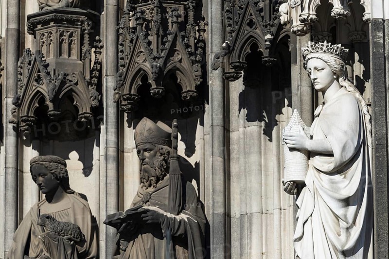 Detail of the Passion portal, south transept façade, Cologne Cathedral, Cologne, North Rhine-Westphalia, Germany, Europe