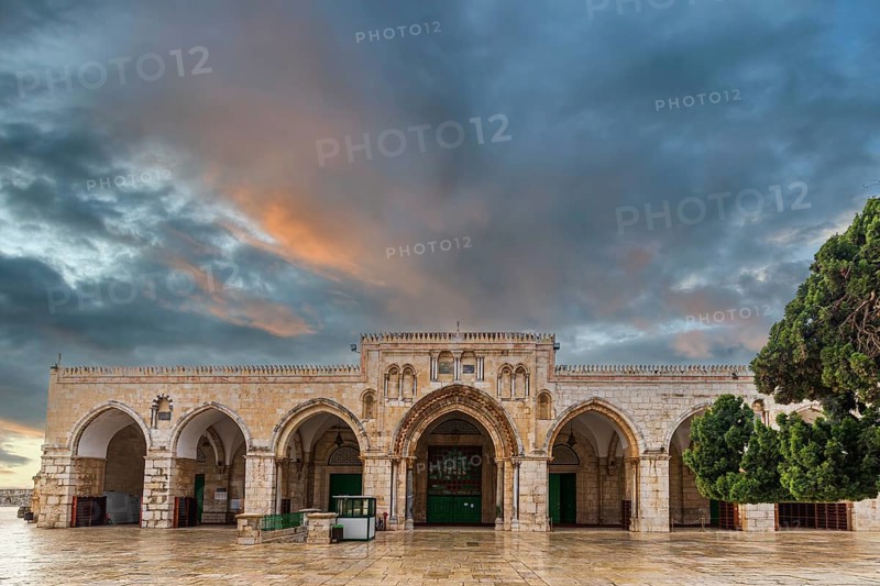 Al-Aqsa Mosque in the top of the Temple Mount, sacred place for Muslims and Islamic people. Also known as Haram al-Sharif
