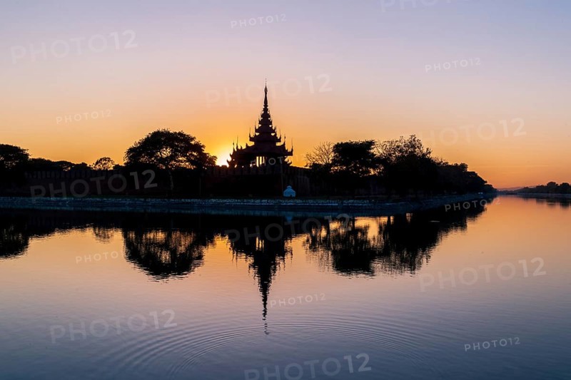 Pagoda silhouette during a sunset in Mandalay, Myanmar (Burma)