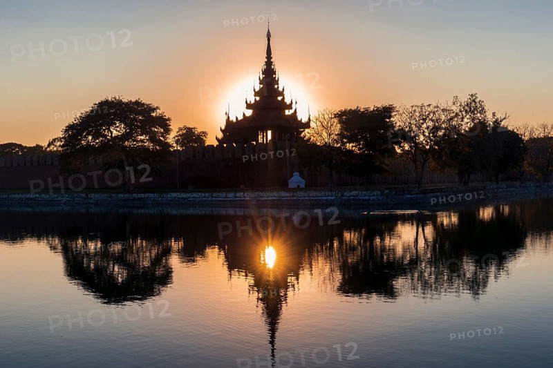 Pagoda silhouette during a sunset in Mandalay, Myanmar (Burma)