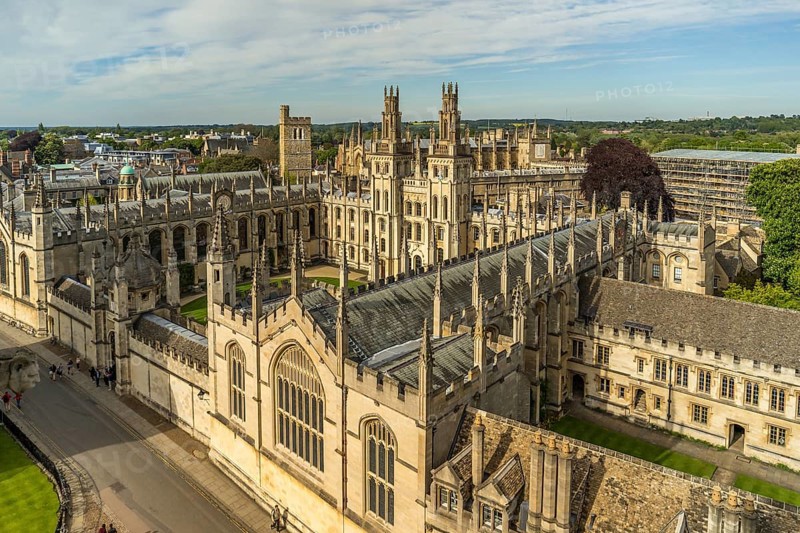 Aerial view of the All Souls College of Oxford University