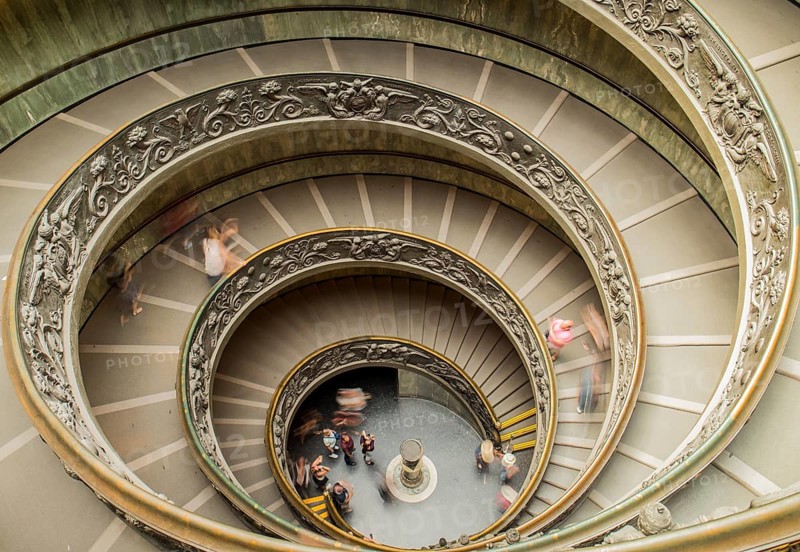 Spiral staircase in Vatican Museum, daytime