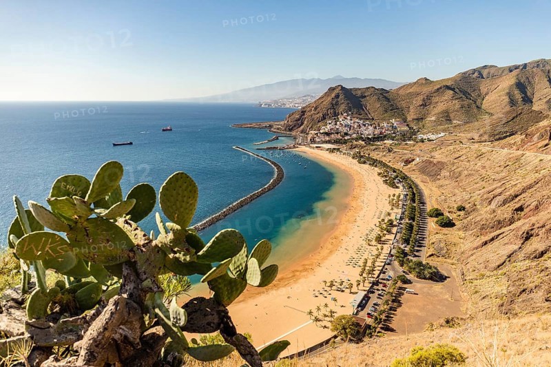 Aerial view on Teresitas beach near Santa Cruz de Tenerife on Canary islands