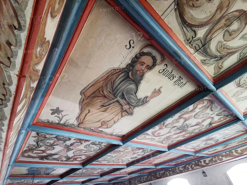 Painting with biblical scenes, Judas, late Gothic church of St Vitus and St Michael, Heiligenstadt, Bamberg district, Upper Franconia, Bavaria, Germany, Europe