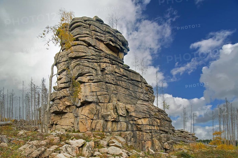 Feuersteinklippe, Feuersteine rock formation, granite butte in the Harz National Park near Schierke, Saxony-Anhalt, Sachsen-Anhalt, Germany, Europe