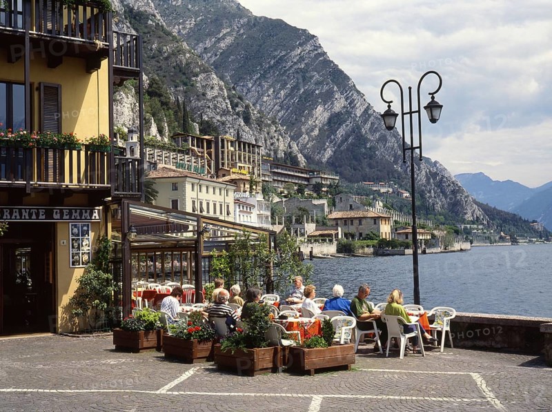 Limone sul Garda on Lake Garda, Lombardy region, Italy, Europe. Scanned 6x6 slide, Europe
