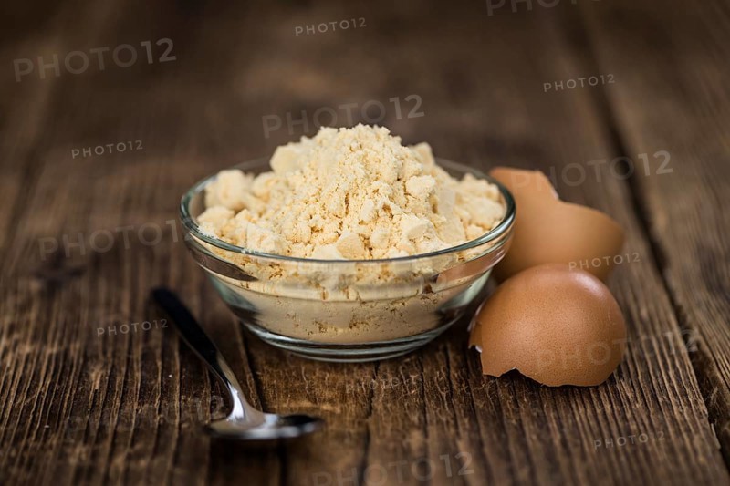 Fresh Whole Powdered Eggs as detailed close-up shot (selective focus)