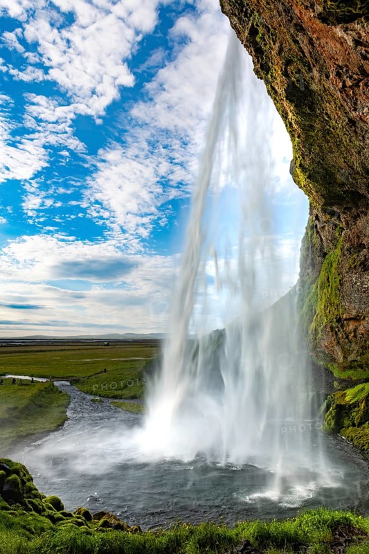 Seljalandsfoss waterfall in the southern part of Iceland during summertime