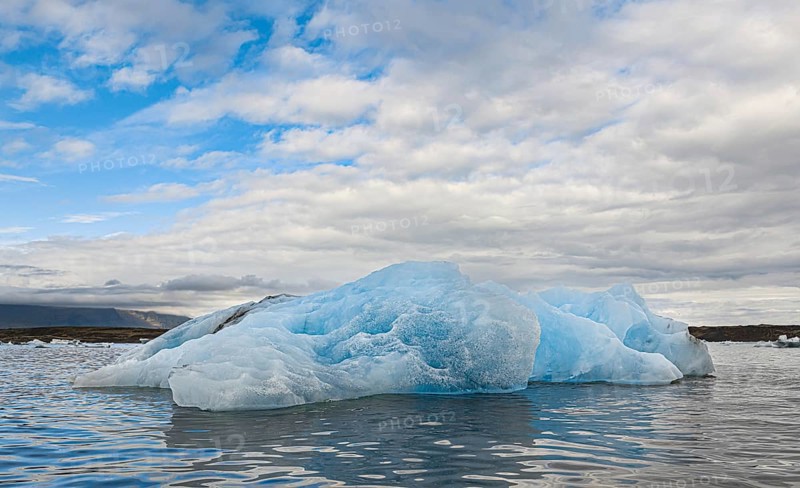 The famous Jokulsarlon Glacier Lagoon in the eastern part of Iceland during a cloudy day
