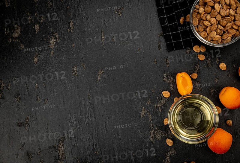 Apricot Kernel Oil as detailed close up shot (selective focus)