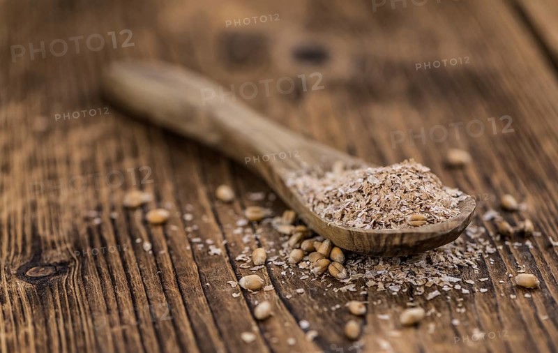 Fresh Wheat Bran as detailed close-up shot (selective focus)