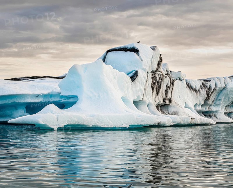 Spectacular sunset in the famous Jokulsarlon Glacier Lagoon Iceland
