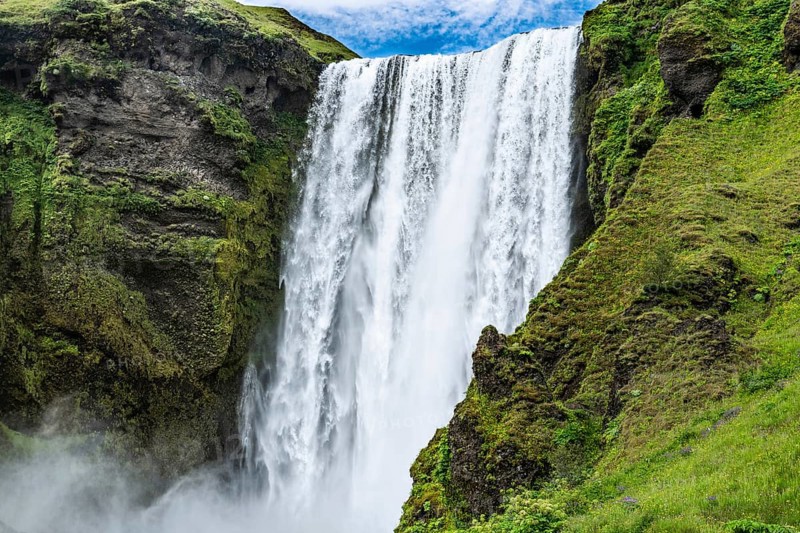Skogafoss waterfall in the southern part Iceland at a summer day