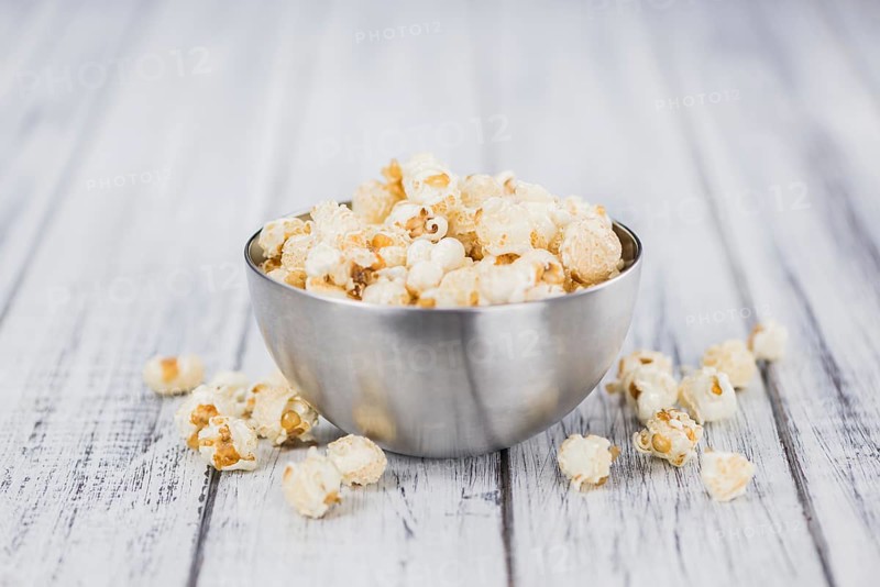 Some homemade Popcorn as detailed close-up shot, selective focus