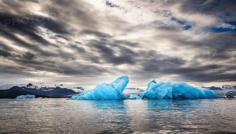Famous Glacier Lagoon in Jokulsarlon Iceland during sunset