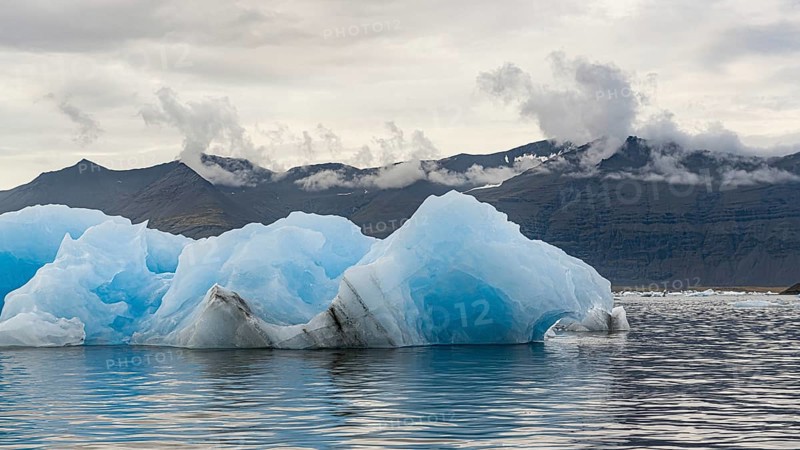 Jokulsarlon Glacier Lagoon in the eastern part of Iceland during a cloudy day