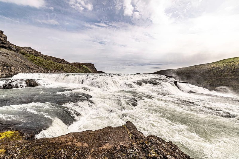 Gullfoss waterfall in Iceland along the golden circle at a summer day