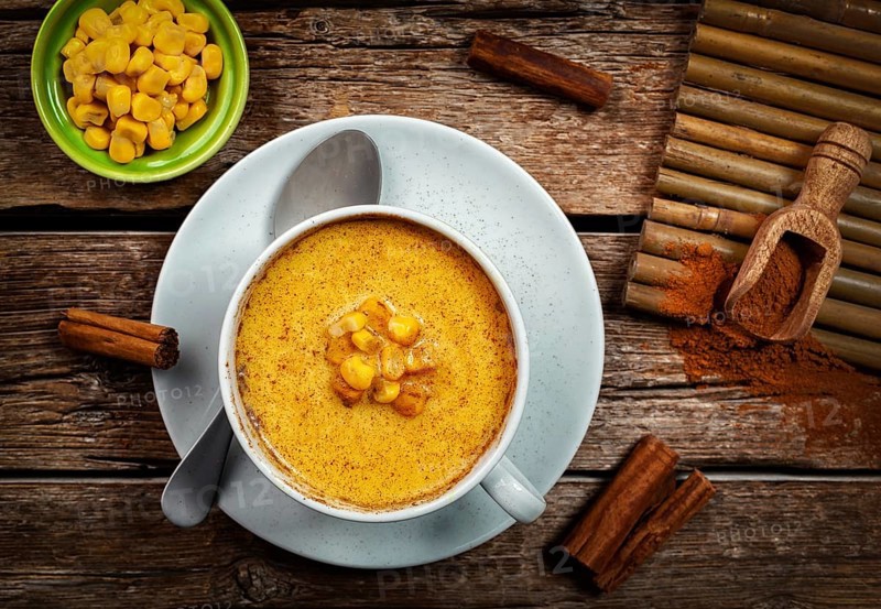 Corn Atole, beverage with maize, milk and cinnamon
