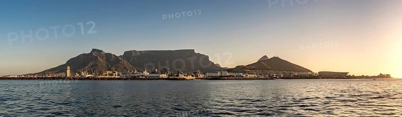 Sunset at Cape Town, South Africa. View from a boat