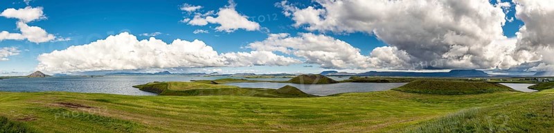 Panorama of the Myvatn pseudocraters in northern Iceland
