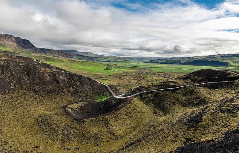 The Grabrok Volcano Crater in the western region of Iceland