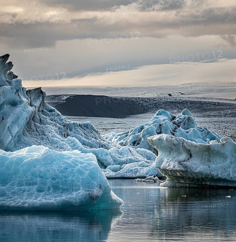 Spectacular sunset in the famous Jokulsarlon Glacier Lagoon Iceland
