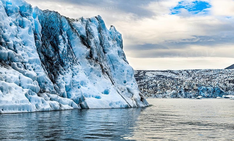 Blue icebergs in the Jokulsarlon Glacier Lagoon Iceland