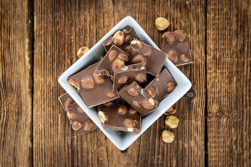 Hazelnut Chocolate as detailed close up shot (selective focus)