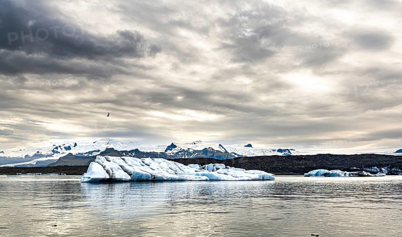 Jokulsarlon Glacier Lagoon in eastern Iceland during sunset