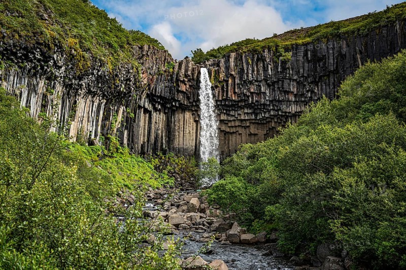 Hundafoss waterfall (on the way to Svartifoss waterfall) in the Skaftafell National Park, southern Iceland