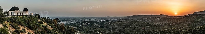 Sunset at Los Angeles, California, USA. View from Griffith Observatory