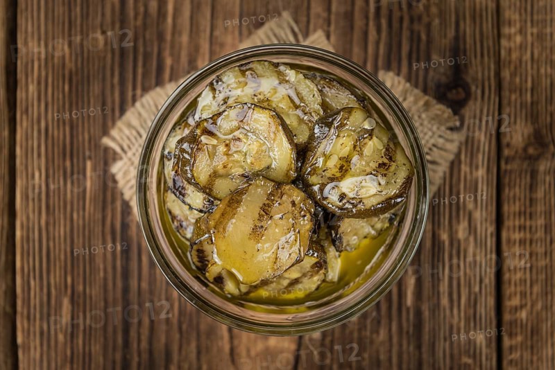 Grilled Zucchinis on a vintage background as detailed close-up shot (selective focus)