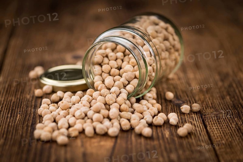 Portion of fresh Chickpeas close-up shot, selective focus