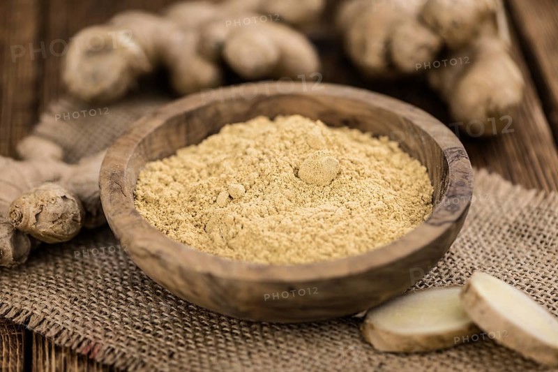 Some healthy Ginger Powder (selective focus, close-up shot)