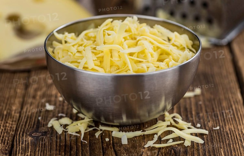 Fresh made Grated Cheese as detailed close-up shot
