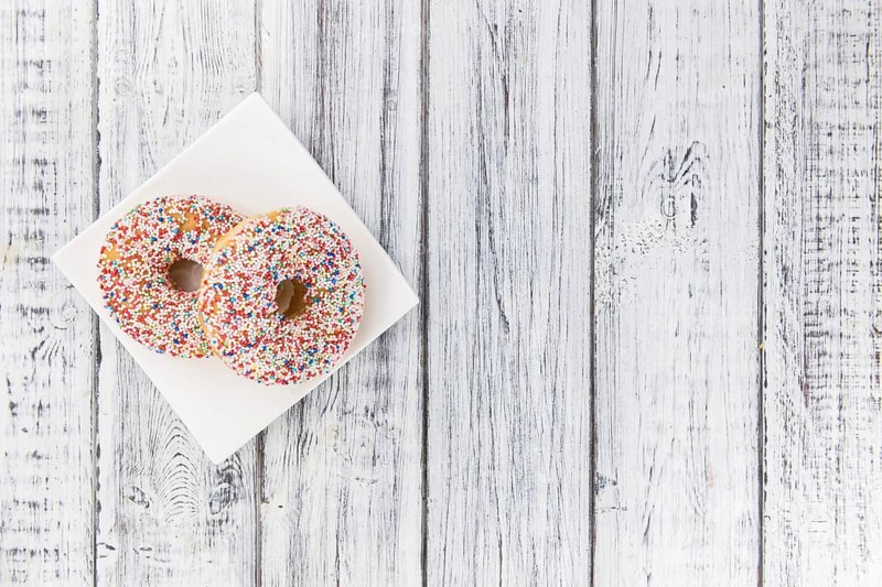 Some fresh made Donuts (view from above, close-up shot)