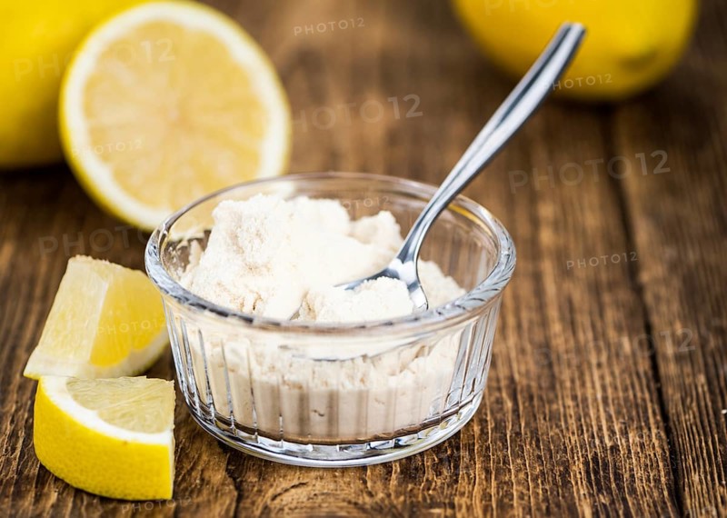 Some healthy Lemon powder (selective focus, close-up shot)