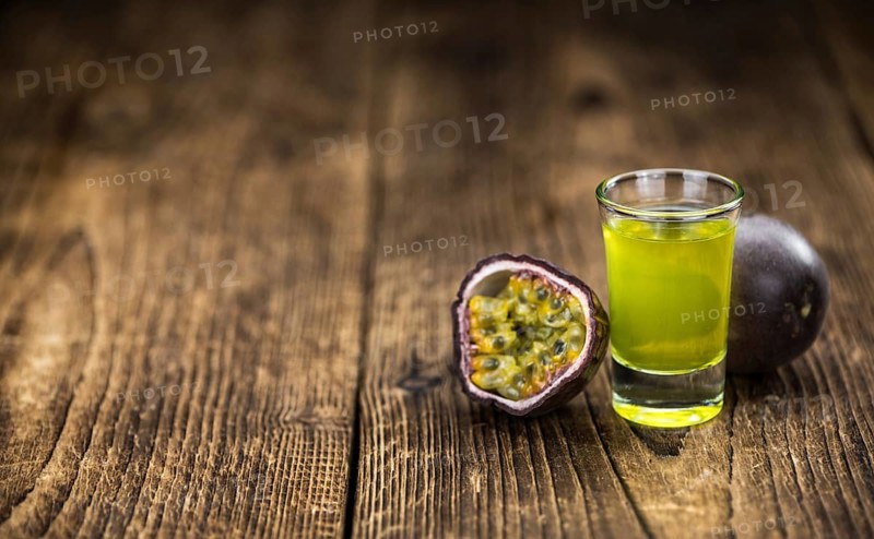 Passion Fruit Liqueur as detailed close-up shot, selective focus