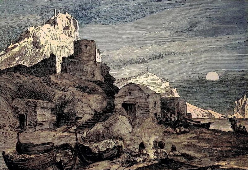 Small bay on Capri, small marina on Capri, Italy, digital reproduction of an original from the 19th century, original date unknown, Europe