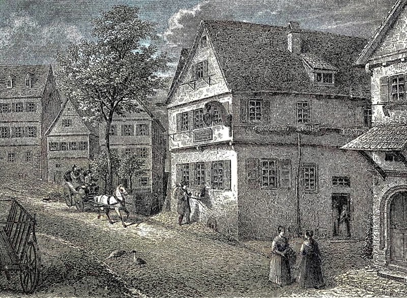 The birthplace of Johann Christoph Friedrich von Schiller, the German poet, philosopher, physician, historian and playwright, digital reproduction of an original 19th century model, original date unknown