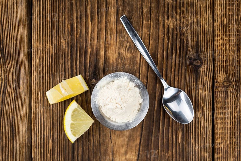 Some healthy Lemon powder (selective focus, close-up shot)