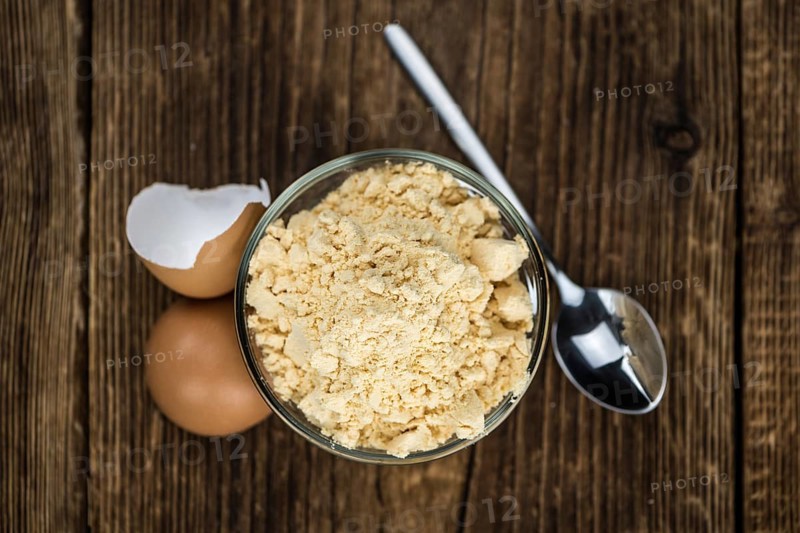 Powdered Eggs (fresh) as detailed close-up shot, selective focus)
