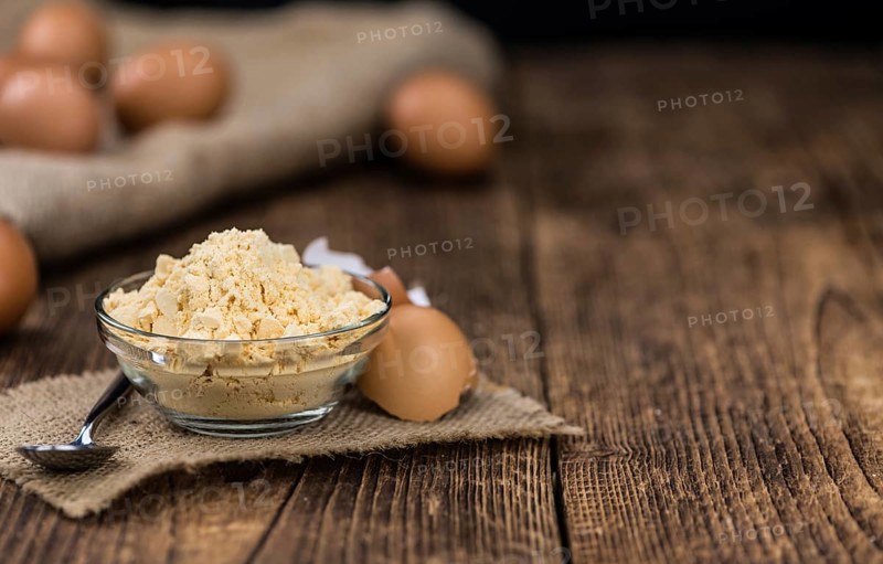 Powdered Eggs (fresh) as detailed close-up shot, selective focus)