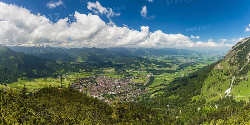 Panorama from Schattenberg, 1692m, on Oberstdorf, Allgäu, Bavaria, Germany, Europe