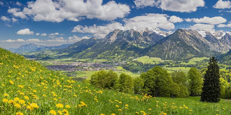 Mountain panorama from south-west on Oberstdorf, Oberallgäu, Allgäu, Bavaria, Germany, Europe