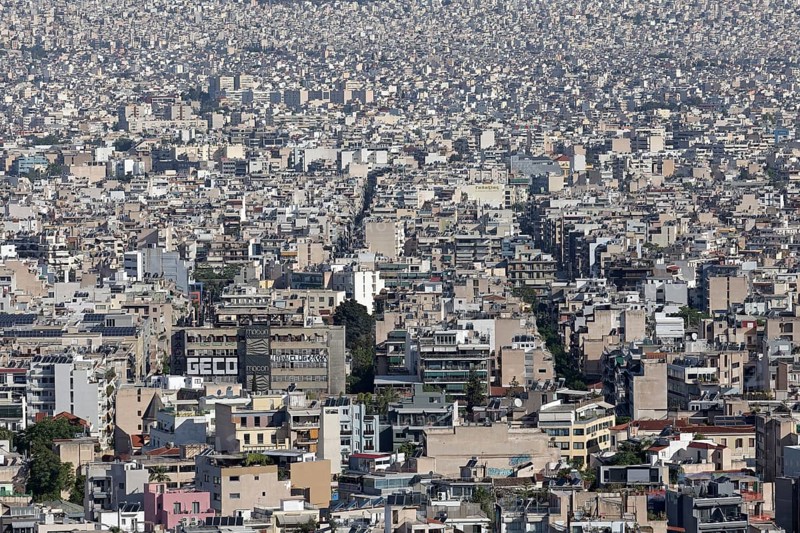 Sea of houses in a densely built-up metropolis, symbolic image of a concrete desert, Athens, Greece, Europe
